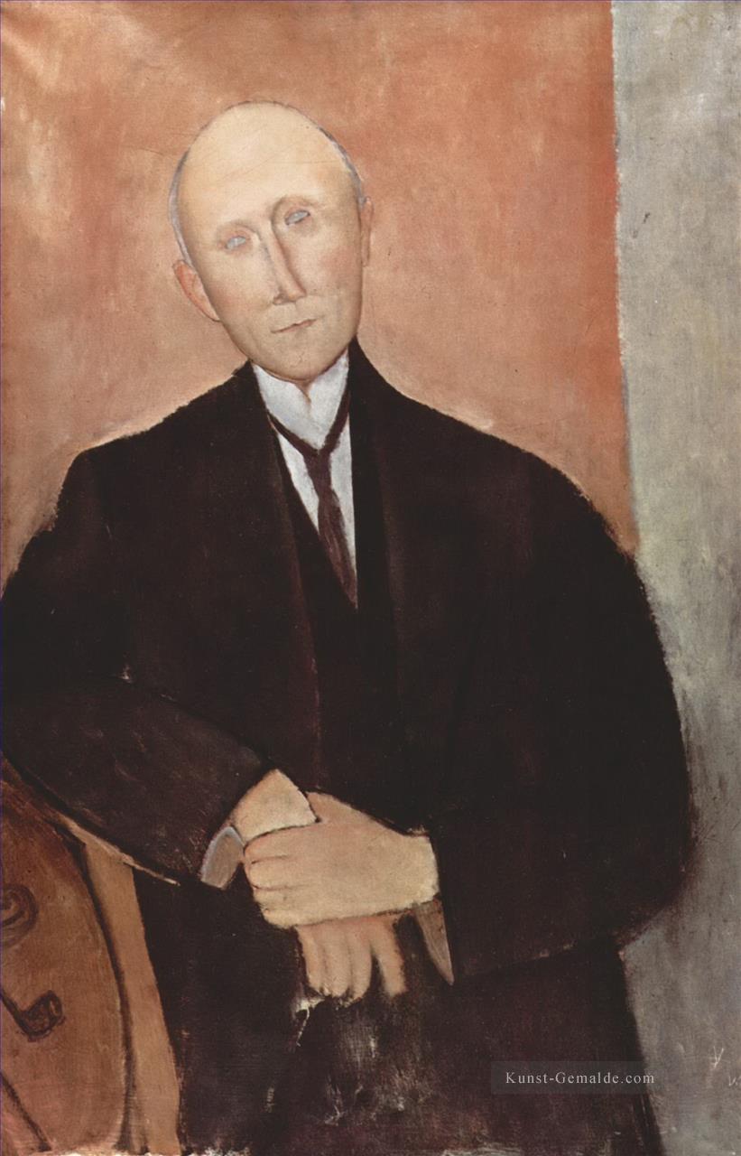 sitzender Mann auf orange Hintergrund 1918 Amedeo Modigliani Ölgemälde